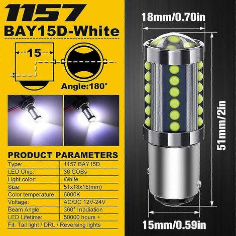 Ampoule LED 0,23 A 1157 (2 pièces, 3 W) en aluminium BAY15D (frein) (1/4)
