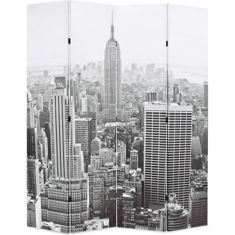 Raumteiler klappbar 160 x 170 cm New York bei Tag Schwarz-Weiß