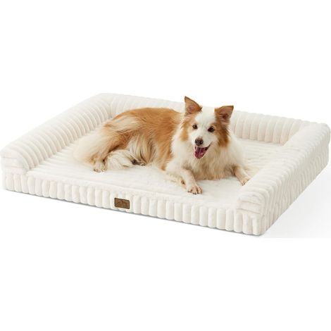 1 panier orthopédique chien, mousse mémoire de forme, fausse fourrure, lavable, antidérapant, pour grand chien (1/5)