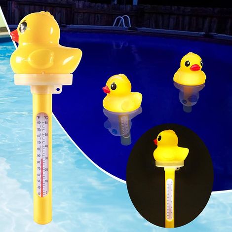 MINKUROW Termómetro de piscina, termómetro flotante con luz solar de pato, termómetro de piscina flotante de lectura de gran tamaño por la noche, termómetro de piscina para bañera de hidromasaje, spa (1/5)