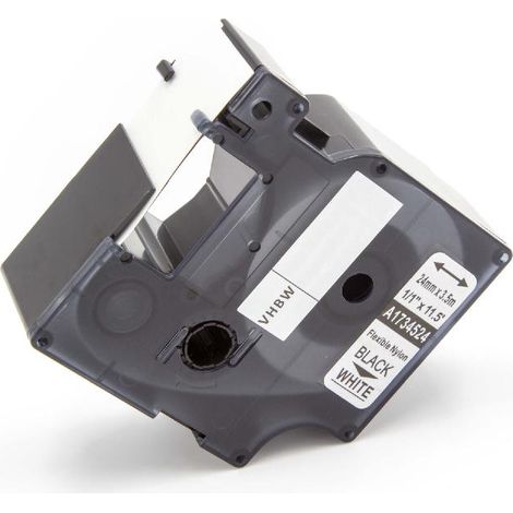 vhbw Label Tape Replacement for Dymo 1734524 for Label Printer 3.5m x 24 mm, Black on White, Nylon