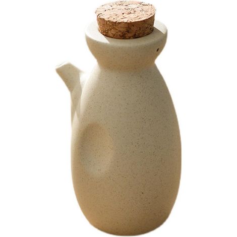 Keramik-Olivenöltopf, Speiseölspender, Steingut-Aromaflasche, Gewürzbehälter, beige