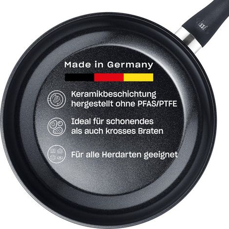 Fissler Padella Essential 26 cm Alluminio Rivestimento Ceramico Senza PFAS-PTFE Made in Germany