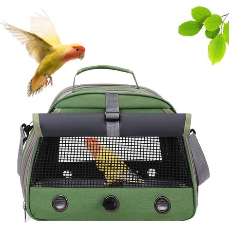 1 Sac Transport Oiseau, Perchoir, Fenêtre Latérale, Maille Aérée, Pour Perruche Et Petit Perroquet