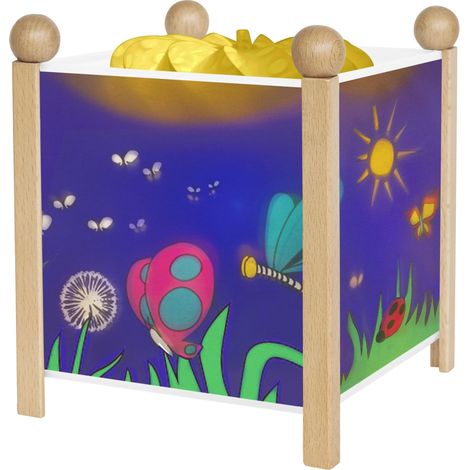 Veilleuse - Lanterne Magique - Cadeau Enfant - Lumière rassurante - Couleur Bois Naturel - Ampoule 12V 10W inclue - Prise Elec. EU (1/4)