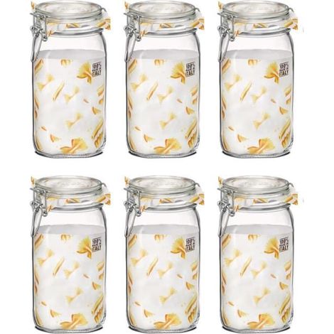 Lot de 6 bocaux hermétiques à bouchon mécanique, bocal pot de conservation, capacité 1.5 L - Ø 10.6 x Hauteur 22 cm (1/3)