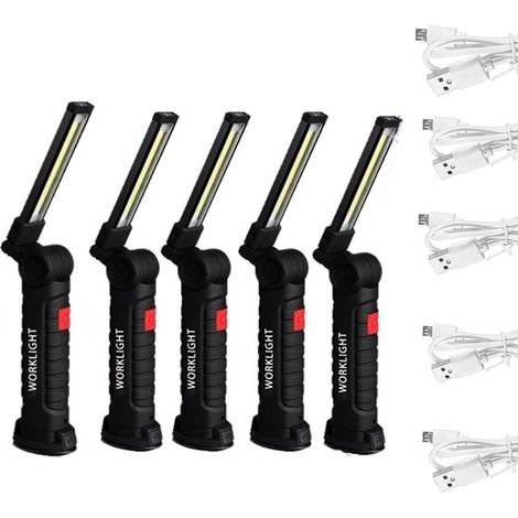 Highsam – Baladeuse de chantier 5Pcs COB – Torche rechargeable avec batterie 18650 – 3 modes d'éclairage – Flexible pour espaces confinés (1/5)