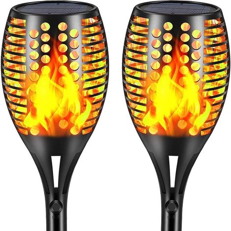 Lampes solaires améliorées Torches d'extérieur étanches à flammes vacillantes Éclairage décoratif paysager Allumage/Extinction automatique du crépuscule à l'aube Lampe de sécurité pour terrasse et (1/5)