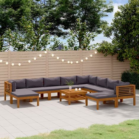 vidaXL Set Divani da Giardino 11 pz con Cuscini in Massello di Acacia