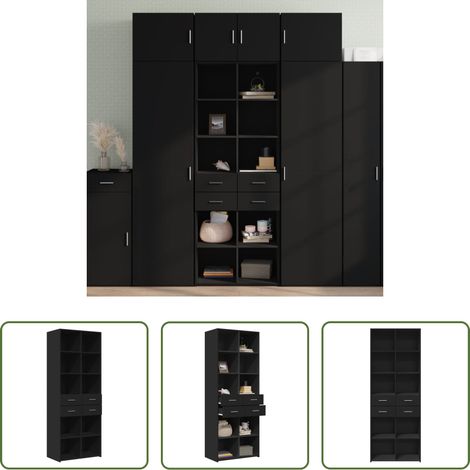 Hochregal - Highboard Schwarz 70x42,5x185 cm Holzwerkstoff (1/5)