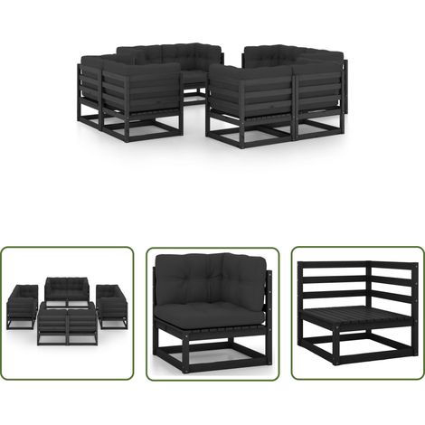 The Living Store 8-tlg. Garten-Lounge-Set mit Kissen Kiefer Massivholz - Garten Lounge Set - Kiefernholzmöbel - Outdoor Möbel - Gartenmöbel - Rattan Gartenmöbel (1/5)
