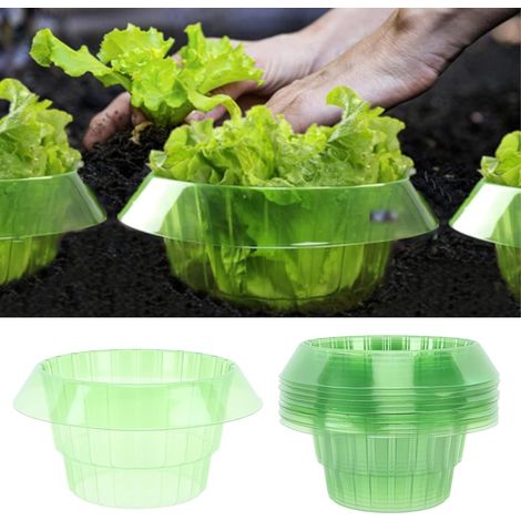 Manchons pour plantes en plastique, 10 horloges de jardin vertes, manchons ronds en plastique pour plantes, graines réutilisables, dômes d'humidité pour la maison, le jardin et la serre. (1/5)