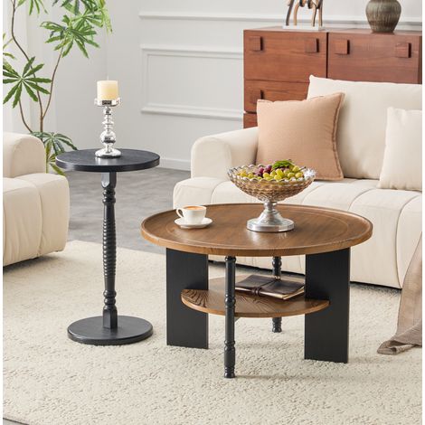 Conjunto mesa de centro y auxiliar con almacenaje OKMYHOME (1/5)