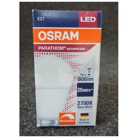 Ampoule LED 9W dépolie 2700K 806lm dimmable culot E27 230V Parathom OSRAM LEDVANCE 369870