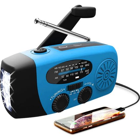 Filiyano – chargeur USB pour extérieur – Radio solaire d'urgence à manivelle 1200 MAH AM/FM/NOAA avec éclairage LED et chargeur USB pour extérieur (1/5)