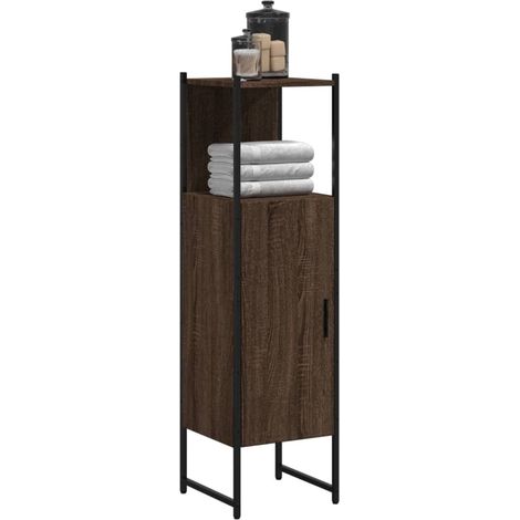 Badschrank Braun Eichen-Optik 33x33x120,5 cm Holzwerkstoff