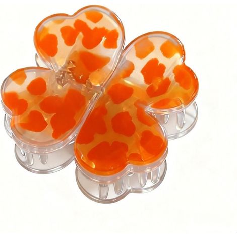 Creative New Four-leaf Magnetic Hair Clip - Leopard Print Orange -