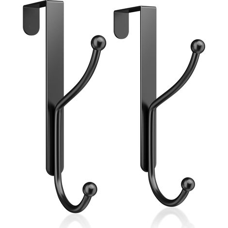 Juego de 2 ganchos para puertas de alta resistencia con almohadillas de soporte, no requieren perforación, resistentes a la corrosión, 16,5 cm de alto, aptos para puertas de hasta 4,3 cm de grosor, al (1/5)