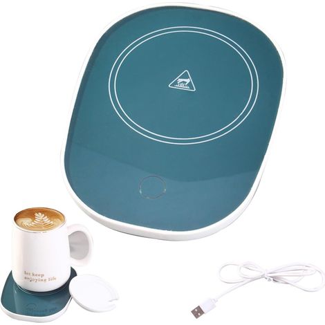 Sous-verre chauffant, USB, chauffe-tasses, chauffe-tasses USB, chauffe-café, 16 W, antidérapant, chauffe-tasses, 55 °C, chauffe-tasses, coussin chauffant pour tasses de café, chocolat chaud, lait (1/5)