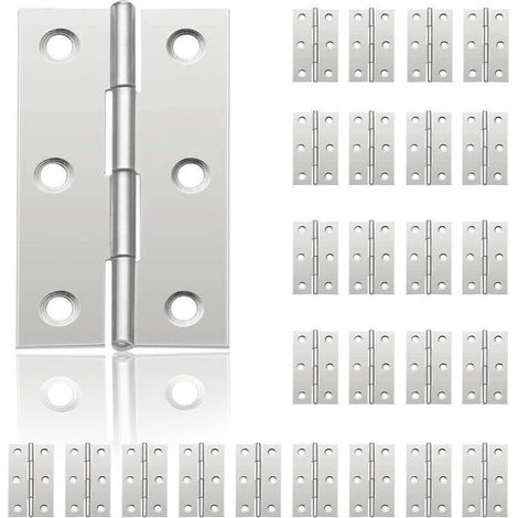 AIPERQ 24Pcs Petit Charnières pour Portes, Charnière Inox, DIY Charnières de Portes pour Porte Placard Charnière Piano Boîtes à bijoux La Maison Meubles Matériel Armoire(44mm32mm) (1/4)