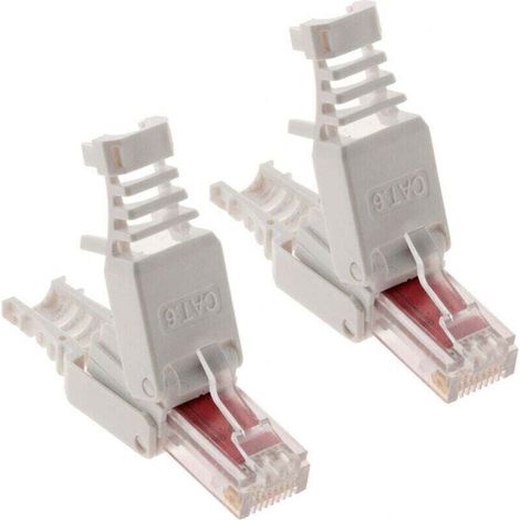 Jeu de 10 fiches RJ45 CAT 6, outils non inclus, fiches cristal sans pression catégorie 6e (1/3)