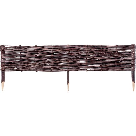 Clôture de jardin, osier naturel, design résistant aux intempéries, Marron (1/5)