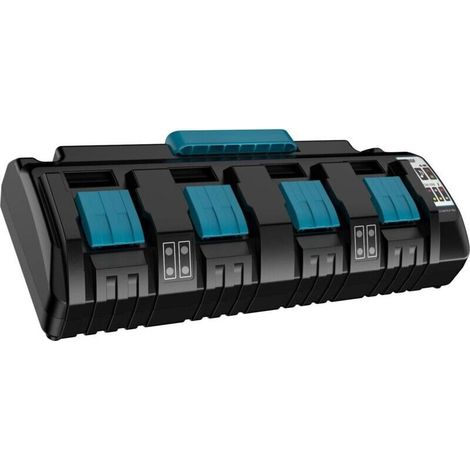 Chargeur 4 ports DC18SF 14.4V-18V compatible batteries BL1850 BL1860 BL1840 BL1430 - avec 2 ports USB - Pour outils Makita DC18RA DC18RC DC18RD (1/4)