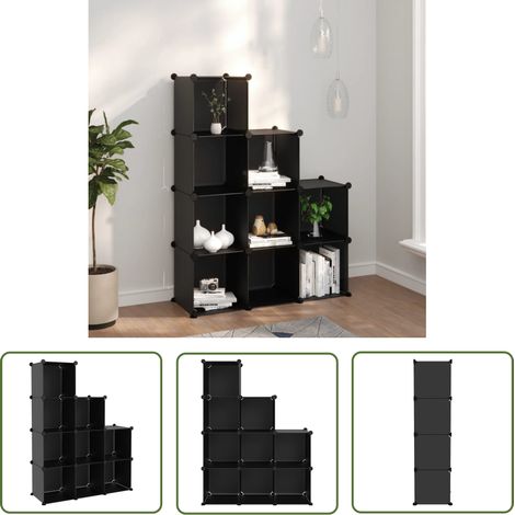 The Living Store Cubes de rangement 9 pcs Noir PP - Cube De Rangement - Étagères Murales - Rangement Intérieur - Meuble Rangement - Organisateur De Placard (1/5)