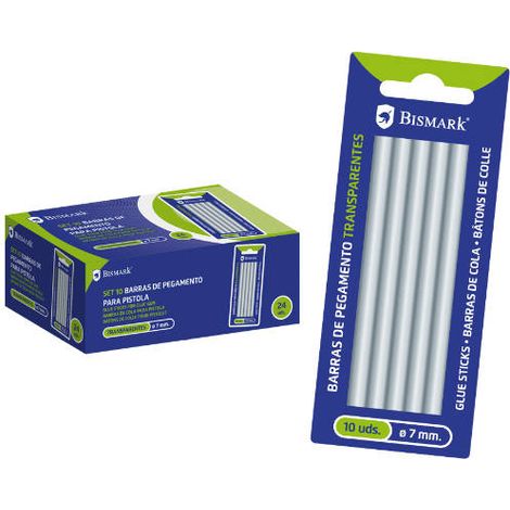 Blister de 10 bâtons de colle silicone transparente 7,2 x 100 mm. bismark