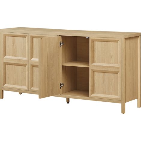 Credenza moderna in MDF effetto rovere 160x40x80 cm con apertura Tip-On e chiusura Soft-Close (1/5)