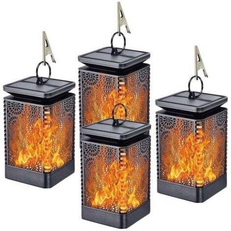 Flamme scintillante étanche lanterne extérieure lanterne suspendue paysage patio arrière-cour décor de jardin 2PC (1/5)