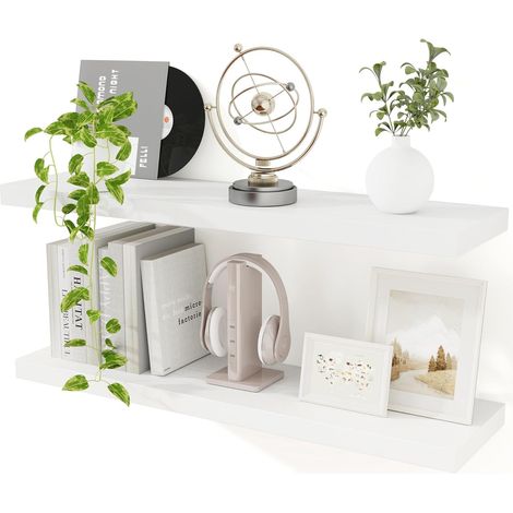 1 Étagère murale, Support invisible, Panneau bois 91,4 cm, Profondeur 23,5 cm, Salon chambre cuisine (1/5)