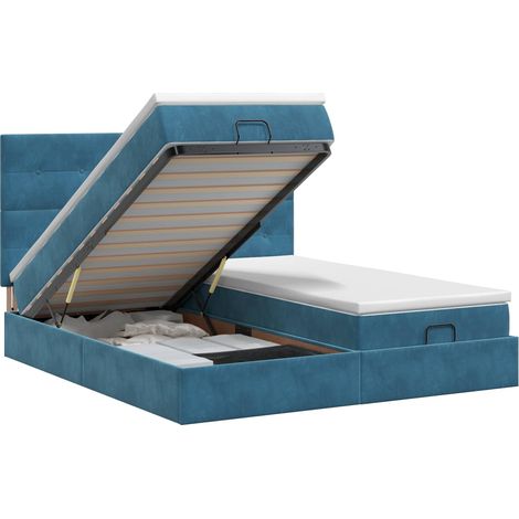Maison Exclusive - Letto ottomano con materasso 2 pz Blu Scuro Velluto (1/5)