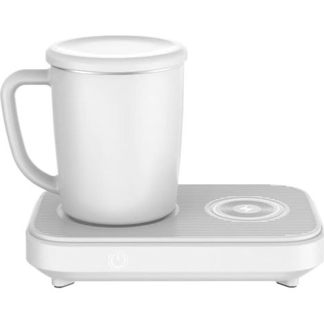 Aufladbarer Kaffeebecher, tragbarer Kaffeewärmer, Kaffee-Gadget, Geschenkbecher – 3-in-1-Kaffeetassenkühler und -wärmer mit 15 W schnellem kabellosem Ladegerät, 12 Unzen, bis zu 130 ℉ oder bis zu