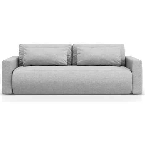 Canapé convertible + box 3 places en tissu structurel gris clair (1/5)