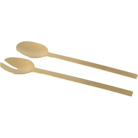 Couverts à salade dorés en métal design élégant pour service de table 28,5 x 6,5 x 1,8 cm - PANGIVO (1/4)