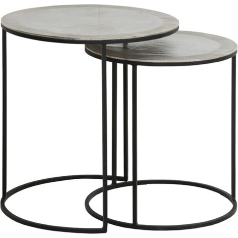 Conjunto de mesas auxiliares Light & Living Talca níquel bruto - (1/4)