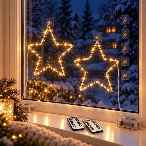 Relaxdays Stella natalizia, 40 led, per interni ed esterni, illuminazione natalizia a led, timer, 2 stelle (1/5)