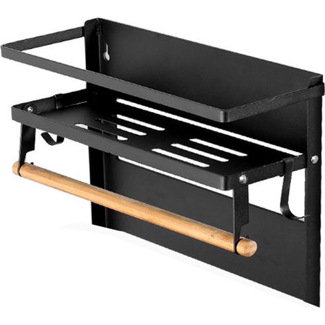 Support Aimanté Pour Essuie-Tout - Support Réfrigérateur Pliable - Organisateur Cuisine Multifonction - Noir - 1 Pièce
