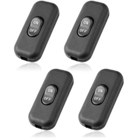 4 Pièces Interrupteur 6A 250V Interrupteur Lampe Mini Interrupteur Noir pour Lampe Inline 2-3 Ligne pour Petit Appareil Lampe de Bureau Lampe de Chevet