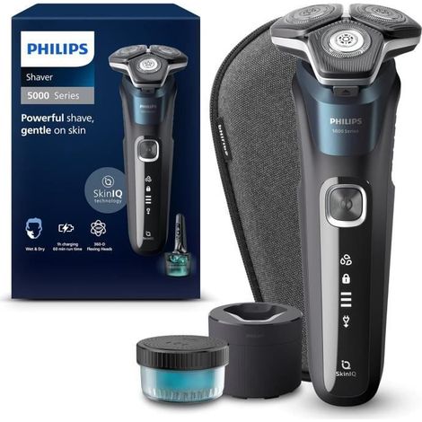 Rasoir électrique - PHILIPS - Series 5000 - Technologie SkinIQ - Tondeuse rétractable - Autonomie 60 min (1/4)