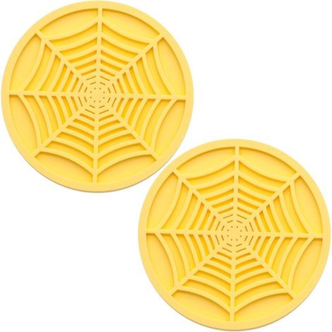 Tapis de porte-gobelets pour voiture - Jaune - Matériau PVC - Adaptés aux porte-gobelets de voiture - Tapis de protection pour porte-gobelets - Lot de 2 (1/5)