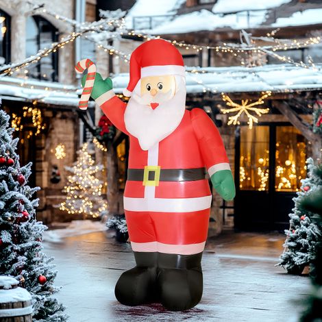 Papá Noel Hinchable 240 cm con Bastón Luces LED e Inflador Decoración Navideña para Exterior Interior Multicolor (1/5)