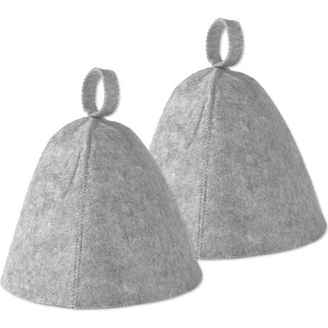 Lot de 2 bonnets de sauna en feutre – Gris – Résistants à la chaleur – Unisexe – Hammam et sauna (1/5)