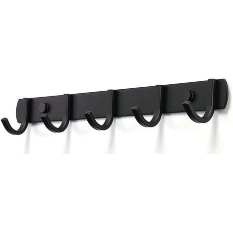 Pair Wandgarderobe, Designer-Garderobenhaken aus Edelstahl, robuste Haken für Bad, Schlafzimmer oder Büro, Schwarz (5 Haken), 35 cm