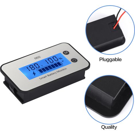 Moniteur de capacité de batterie IPX7, testeur de tension en pourcentage 7-100 V CC, 12 V, 24 V, 36 V et 48 V avec écran LCD pour voiture, véhicule, camping-car, panneau indicateur de puissance (1/5)