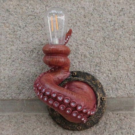 Vintage Wandleuchte in Tentakelform, realistische Tierform aus Kunstharz, LED-Wandleuchte