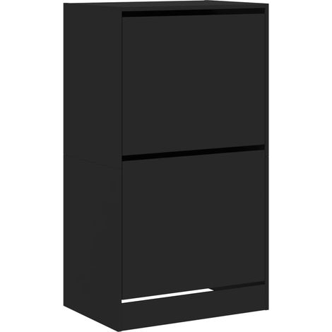 Zapatero mueble para entrada/pasillo/salón 2 cajones abatibles 60 x 42 x 108 cm negro 020021344 (1/5)