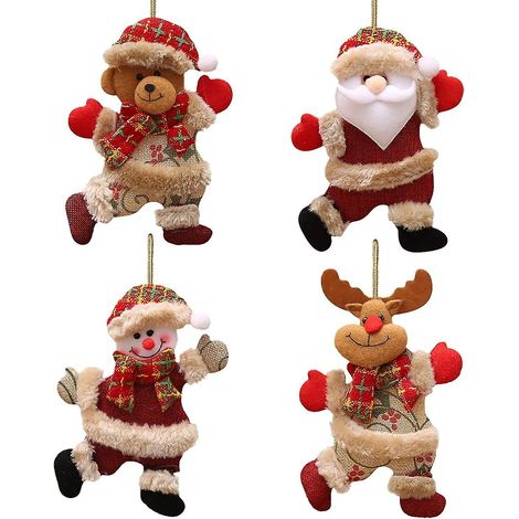 Accessoires pour sapin de Noël : petite poupée, vieil homme dansant, bonhomme de neige, cerf, ours, marionnette en tissu, petit stylo suspendu (1/5)