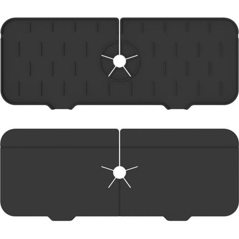 Maniglie per rubinetto in silicone, ripiano per lavello, paraspruzzi per cucina e bagno, tappetino per lavello, tappetino scolaposate, supporto per lavello, nero (1/4)